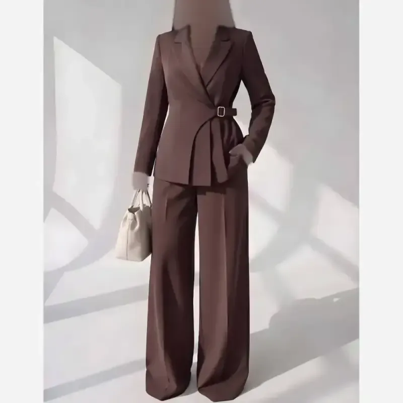 کت شلوار سگک دار پینترستی کرپ مازراتی زنانه