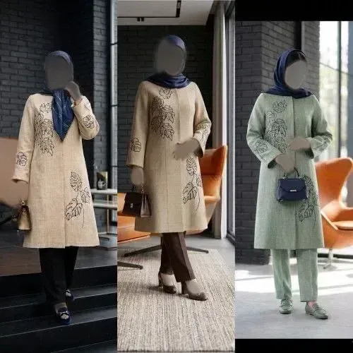 مانتو نیاز گلدوزی شده جنس شانتون اسلپ درجه یک مناسب تمام فصل ها