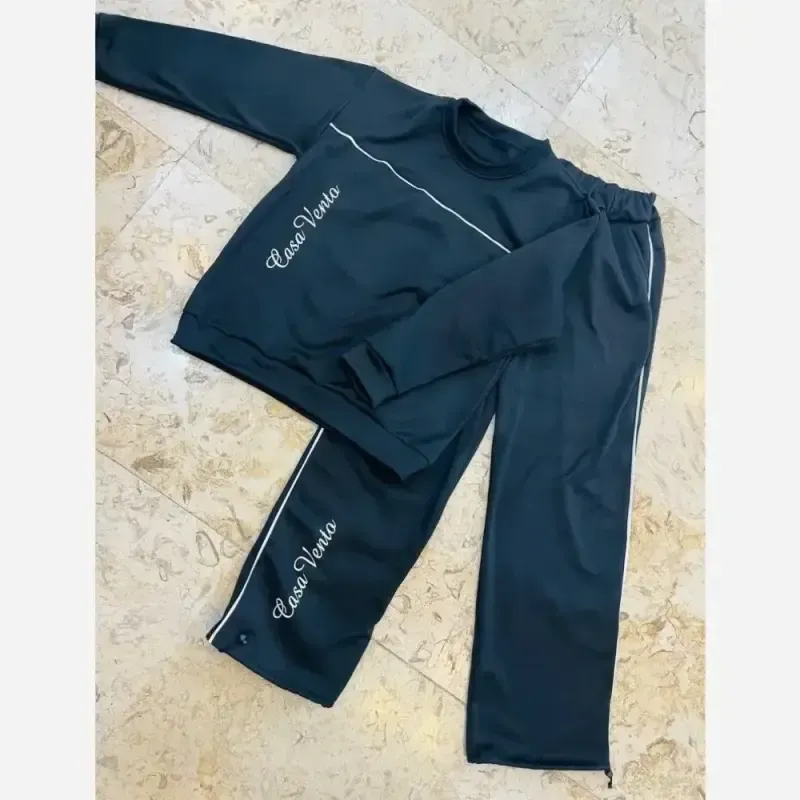 ست دورس و شلوار بگ داخل کرکی مشکی فری سایز Casa Vento