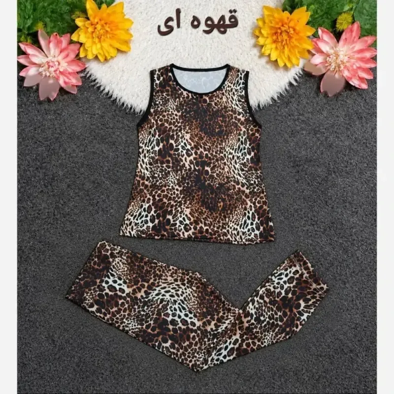 ست تاپ و شلوار ورزشی و خانگی زنانه جنس فلامنت کشی مناسب سایز 38 تا 50
