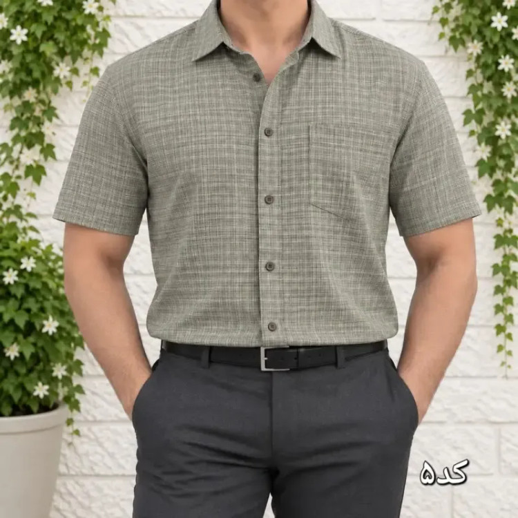 پیراهن آستین بلند مردانه چهارخانه ریز بنگال کش تک جیب سایز L تا 2XL